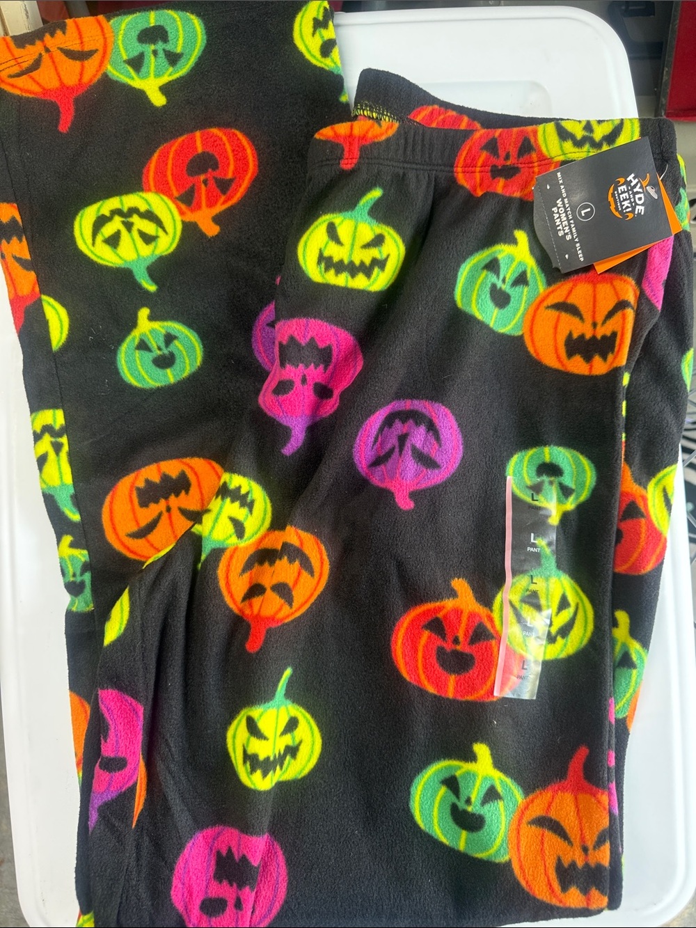 Halloween Pumpkin Fleece Pajama Pants - Black Multi